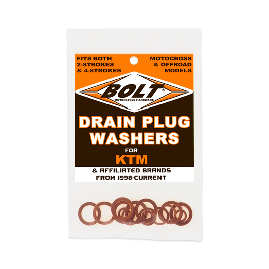 BOLT KTM Drain Plug Washers for 2/4 Stroke Offroad Motorcycles – M12, M10, M6 Copper Seal Washers