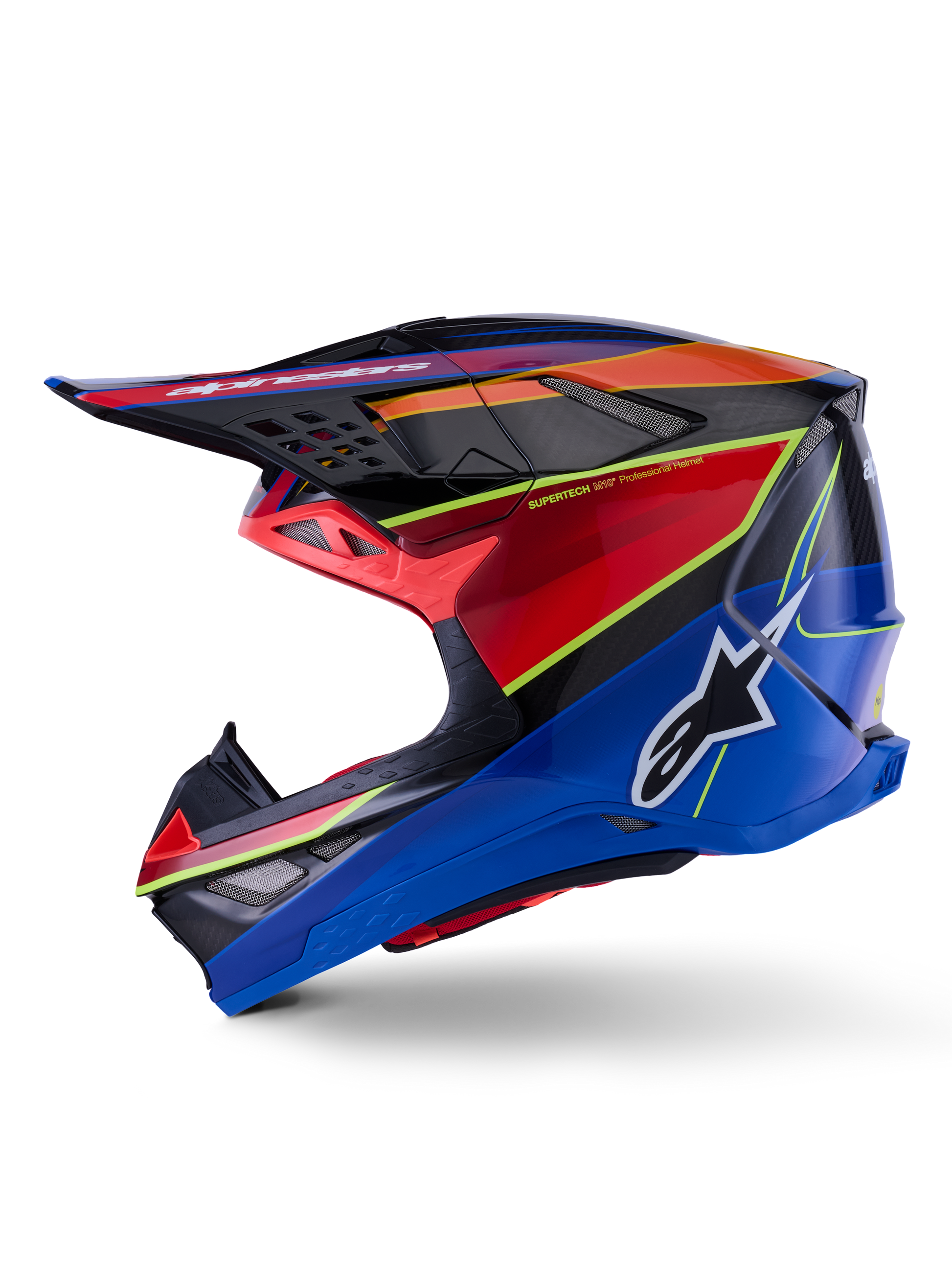 Alpinestars Supertech S M10 Era Off-Road Helmet - Blue/Red/Yellow Fluo, 2X-Large Gloss Finish