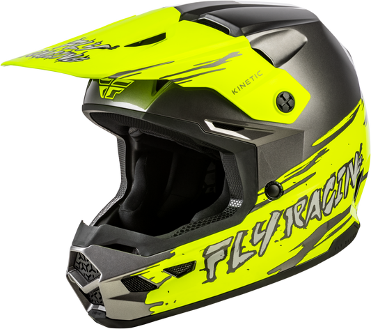 Fly Racing Youth Kinetic Surge Helmet Grey/Hi-Vis Yellow (Part #73-8725YS)