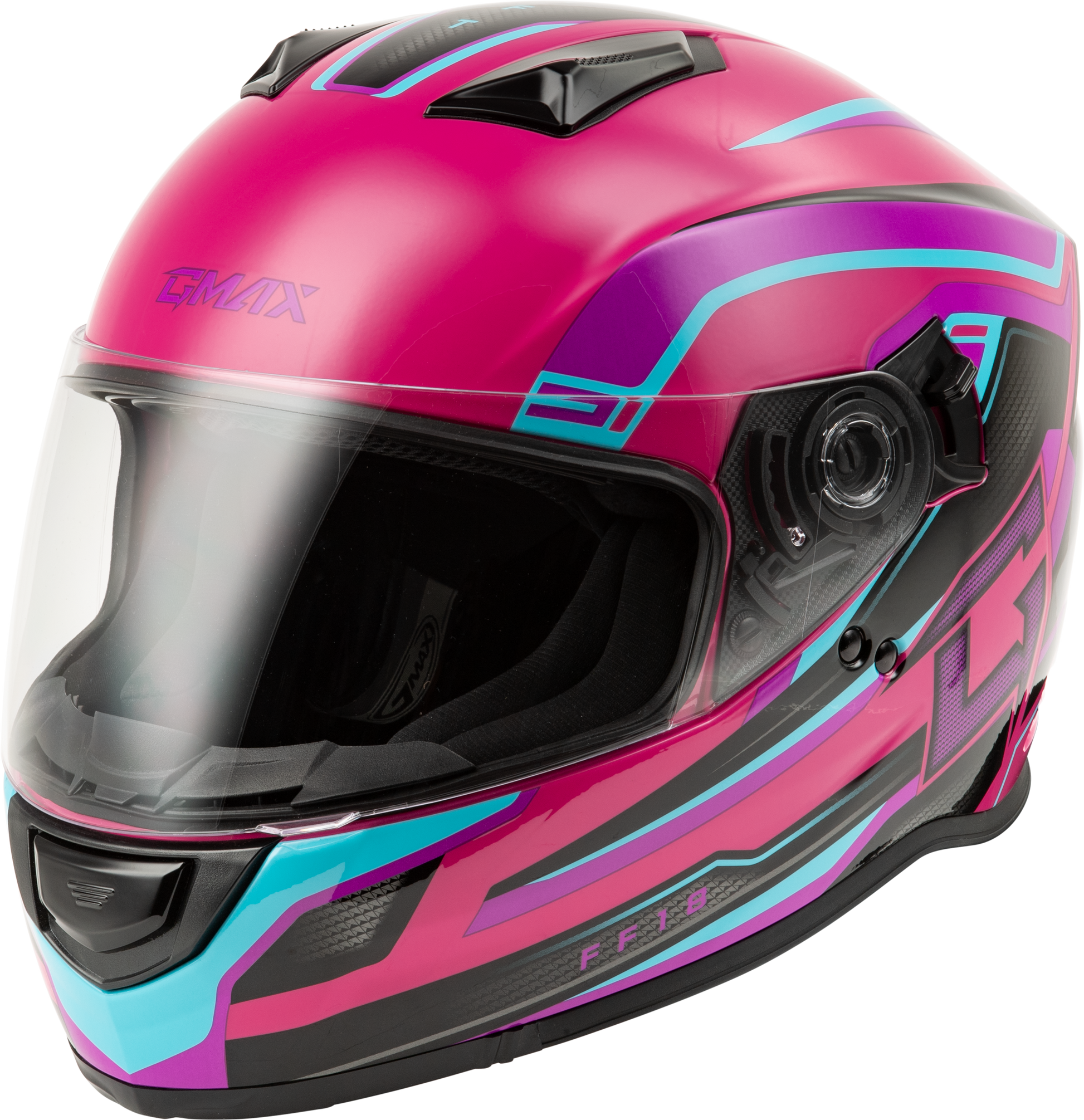 GMAX FF-18 Drift Full-Face Helmet 2X-Large Pink/Blue/Black