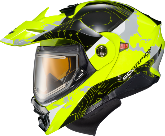 Scorpion EXO Exo AT960 Cold Weather Helmet Topographic Hi-Vis Yellow, Small