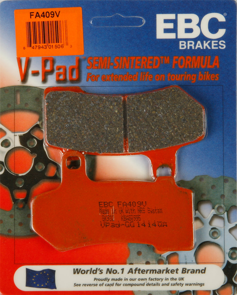 EBC Brakes Fa409V V Series Brake Pads for Harley Davidson Touring Models