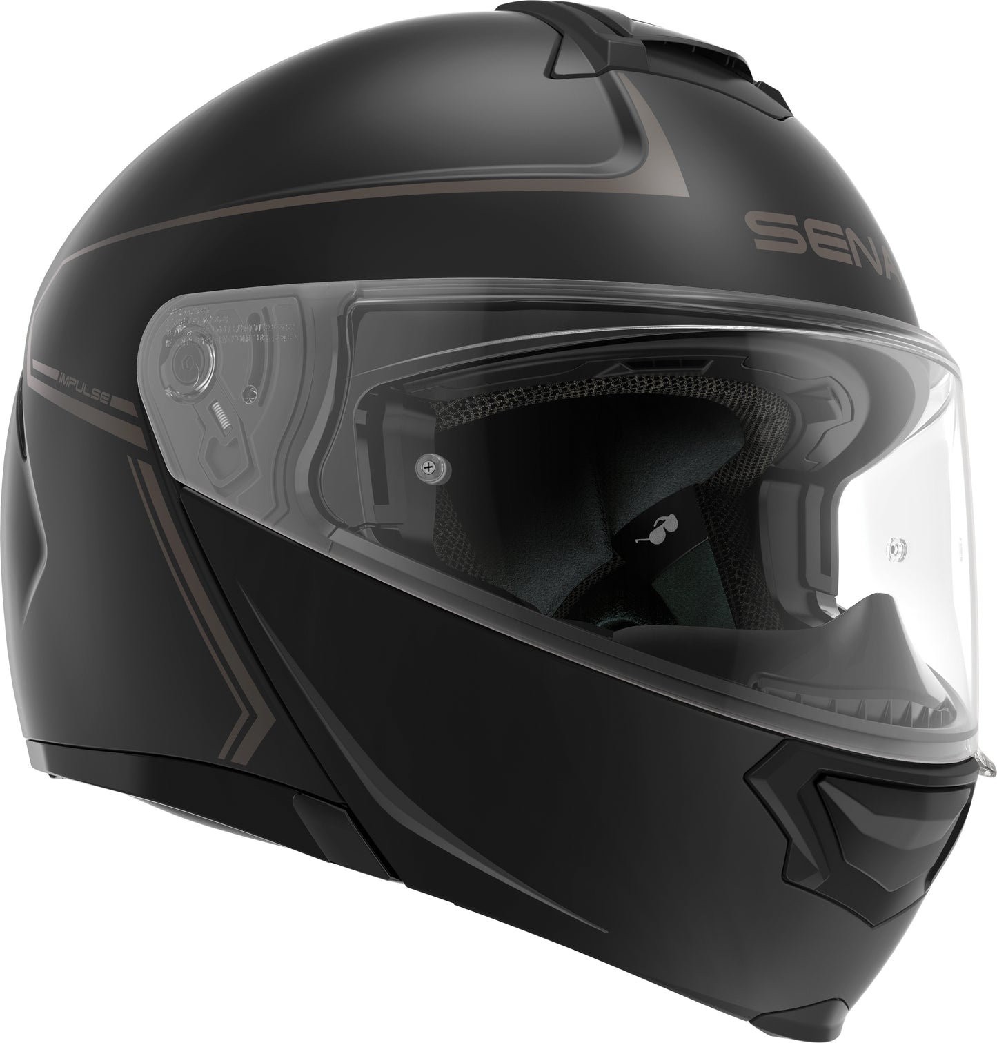 SENA Impulse Modular Helmet Matte Black Medium with Harman Kardon Speakers and Mesh Intercom