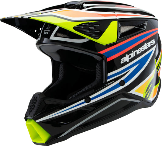 Alpinestars SM3 Youth Wurx Off-Road Helmet Black/Yellow Fluo/Blue/Red, Size Youth Small