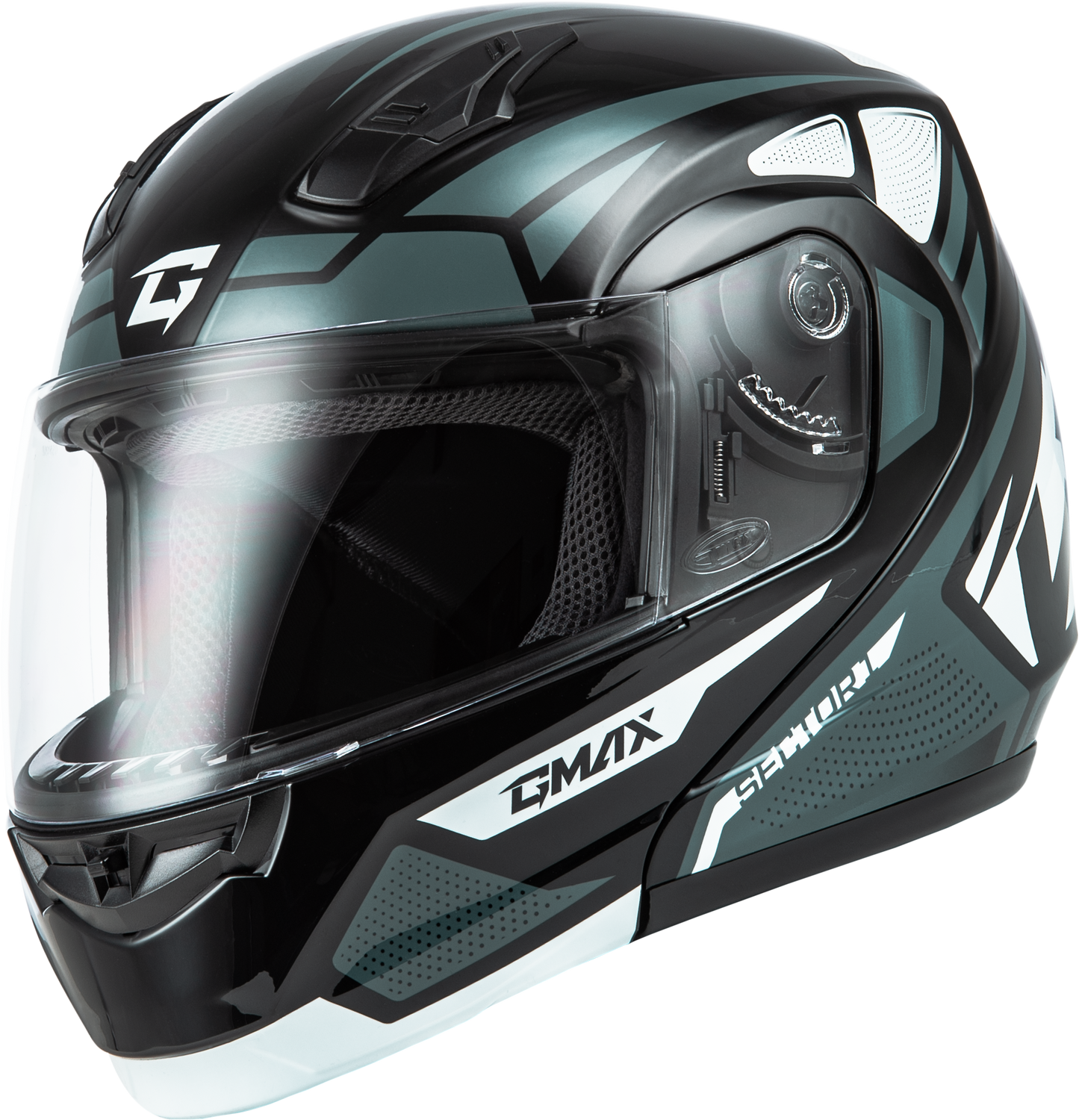 GMAX MD-04 Sector Modular Helmet Black/Silver 3X-Large for Street Riding