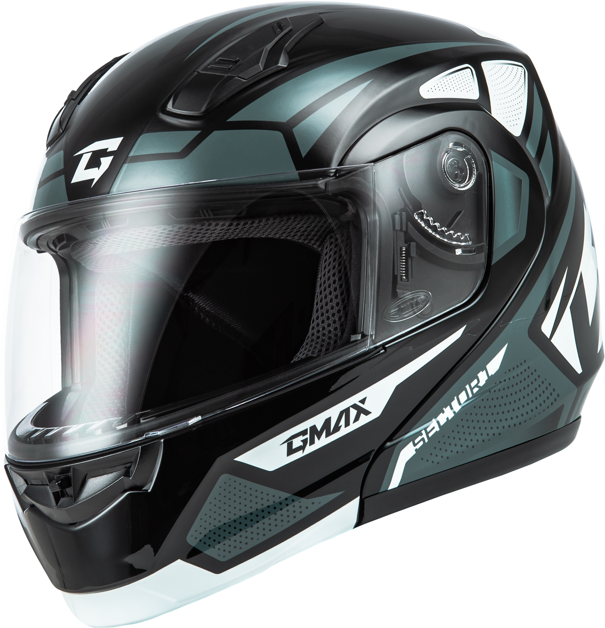 GMAX MD-04 Sector Modular Helmet Black/Silver 3X-Large for Street Riding
