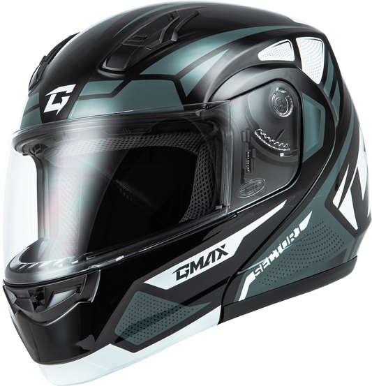 GMAX MD-04 Sector Modular Helmet Black/Silver 3X-Large for Street Riding