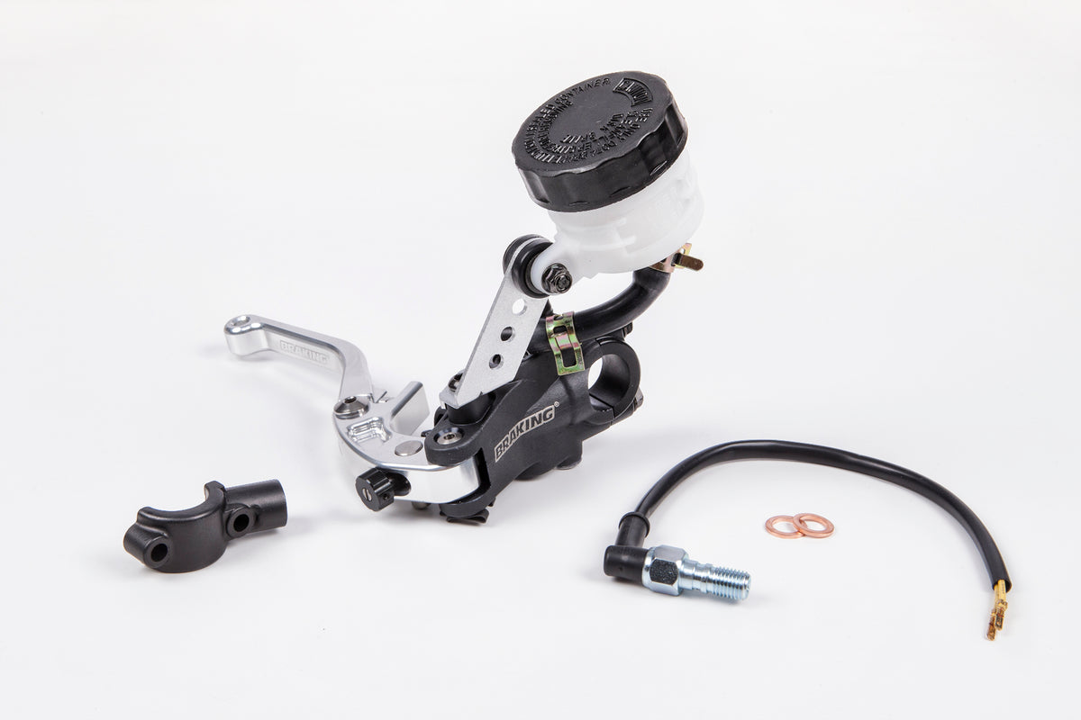 BRAKING 19mm Silver Brake Master Cylinder with Integrated Reservoir and Optional Brake Light Switch