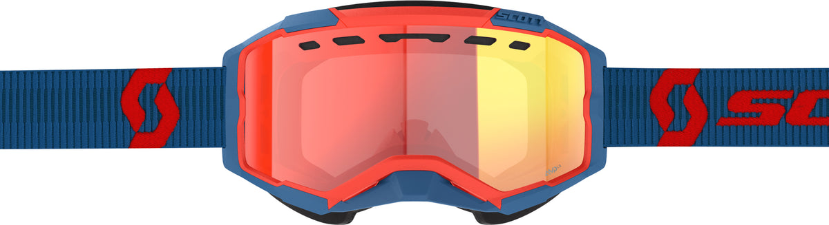 SCOTT Fury Snowcross LS Goggle Dark Blue/Neon Red with Red Chrome Lens