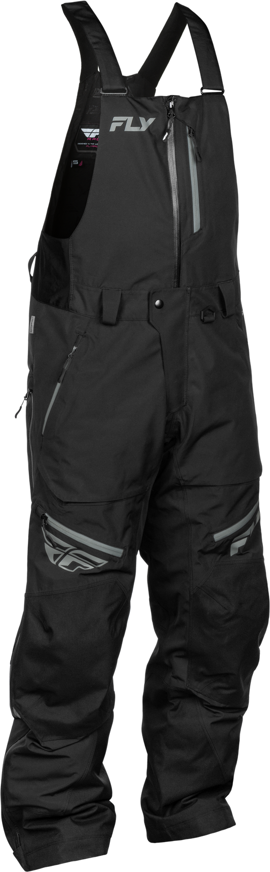 Fly Racing Incline Bibs for Men - Black and Grey Snow Bibs, Small