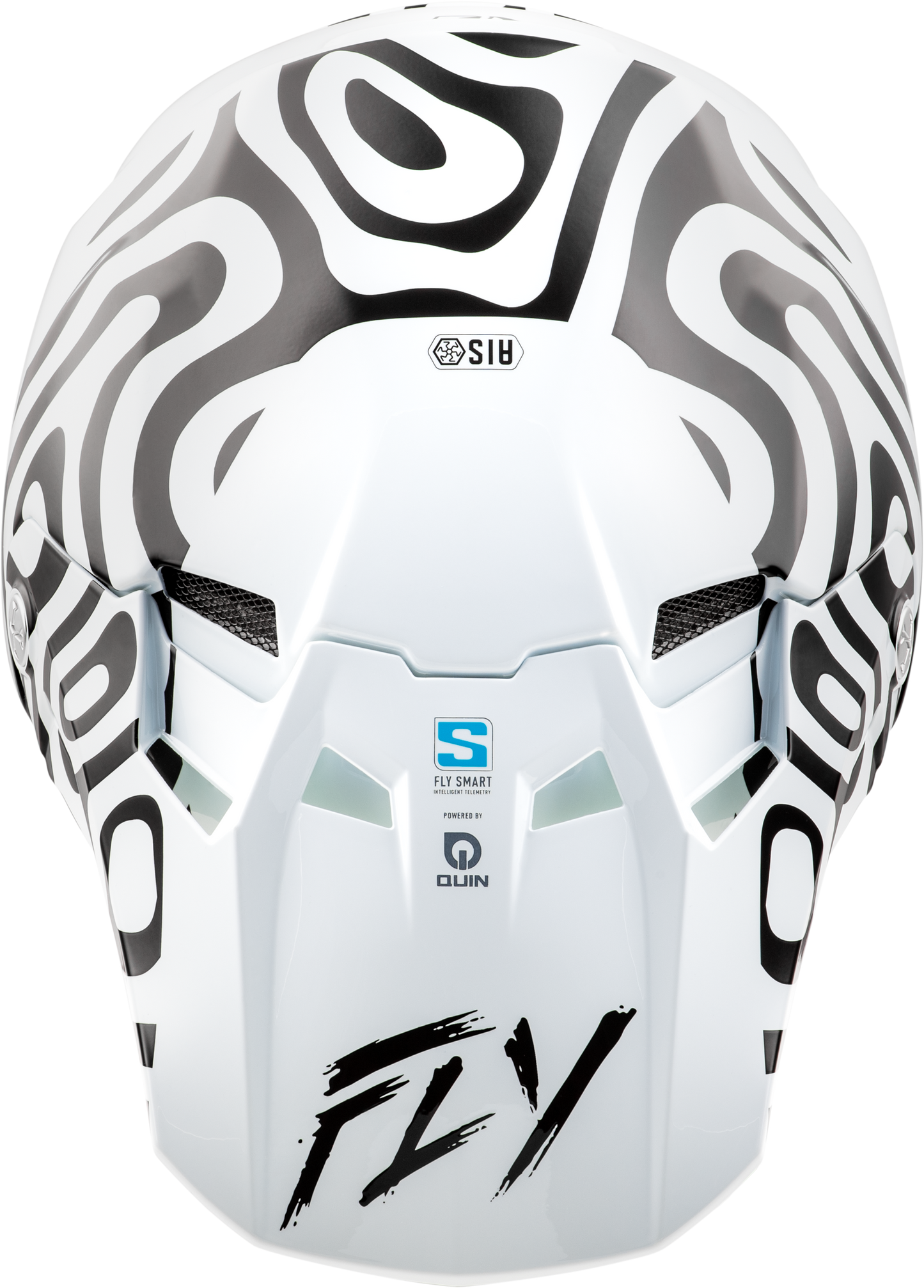 Fly Racing Formula S Carbon Abyss Helmet White/Black Small - Offroad Full-Face Protection with Crash Detection and Bluetooth Connectivity