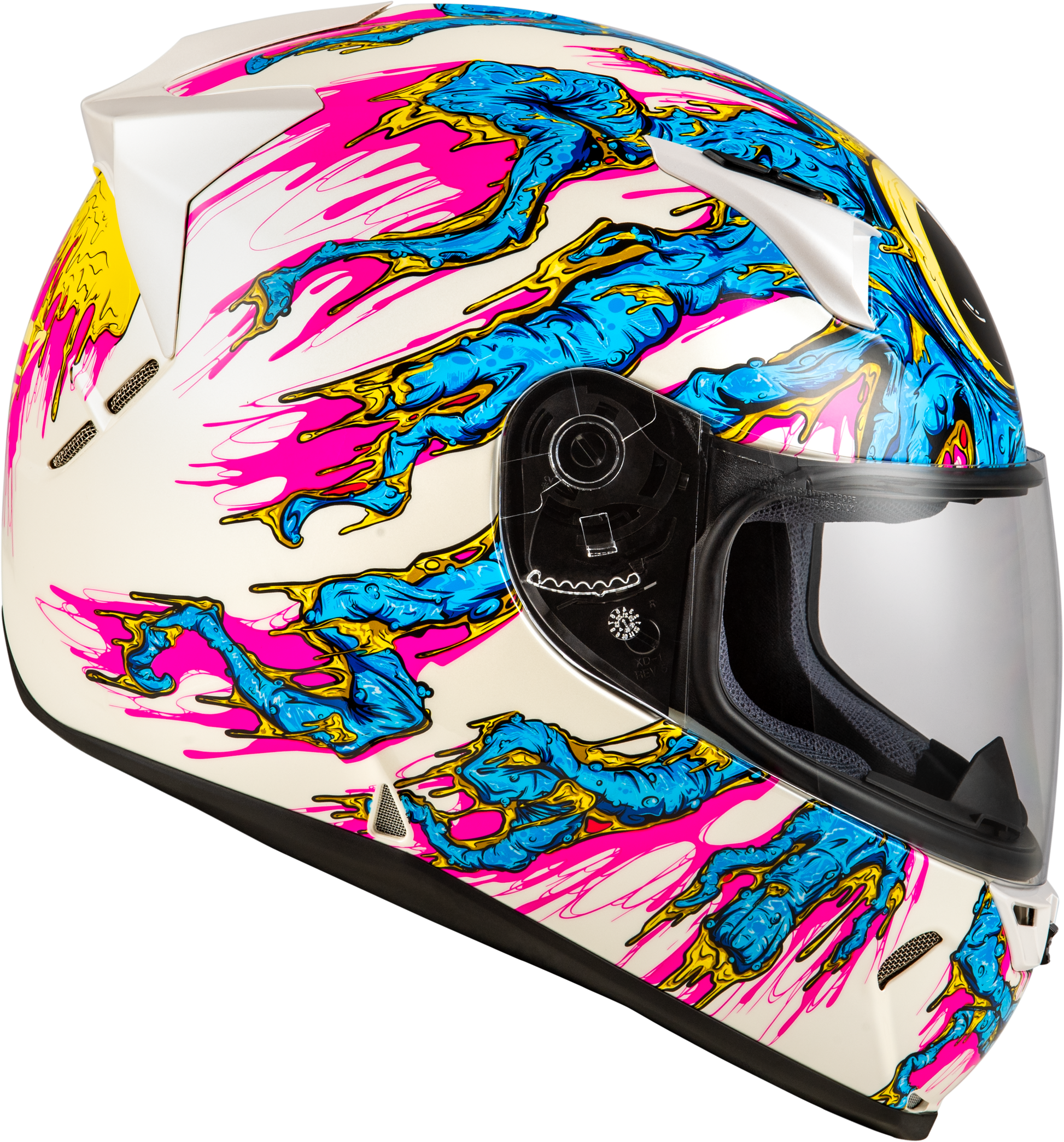 Fly Racing Revolt Space Creep Helmet Medium - Light Blue, White & Pink Full-Face Motorcycle Helmet