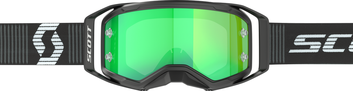 SCOTT Prospect 2.0 Offroad Goggle in Black/White with Green Chrome Lens