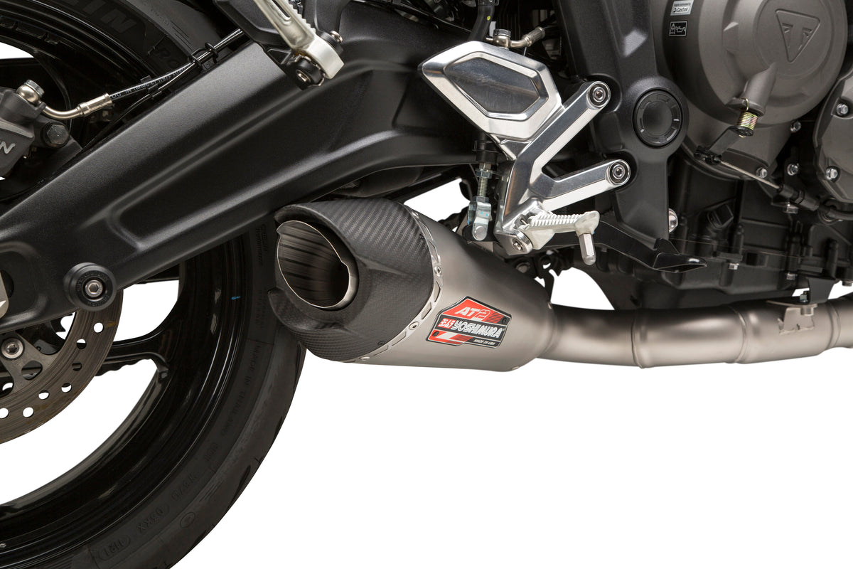 Yoshimura AT2 Race Full System Exhaust for Triumph Trident 660 - Matte Carbon Fiber End Cap