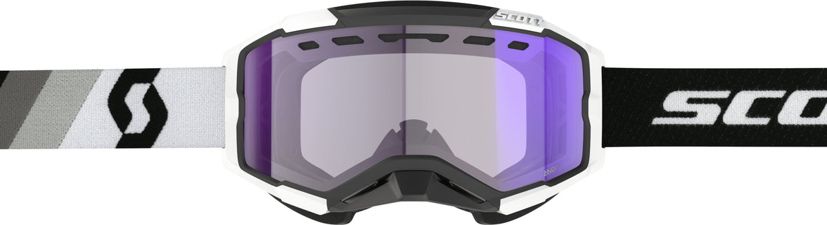 SCOTT Fury Snowcross LS Goggle Prem Black/White with Blue Chrome Lens