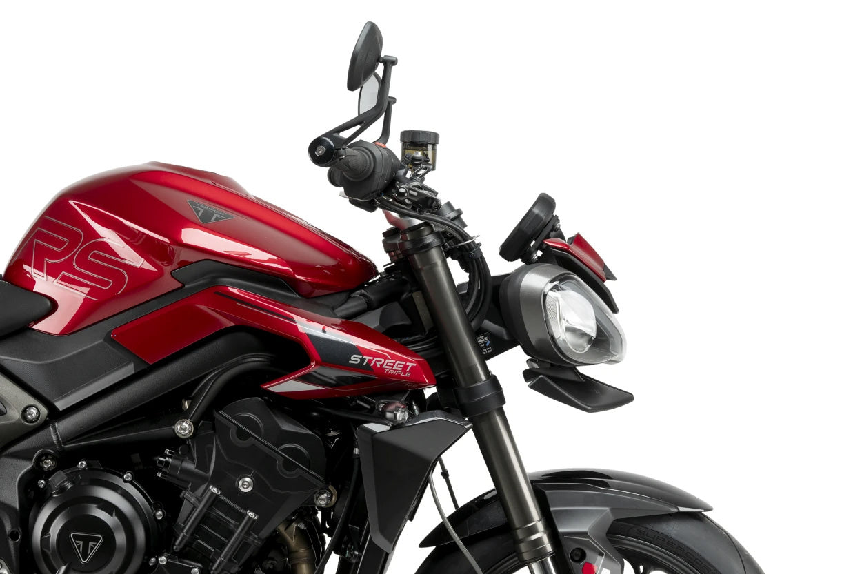 PUIG Downforce Front Spoiler Matte Black for Street Motorcycles (Part Number 21594J)