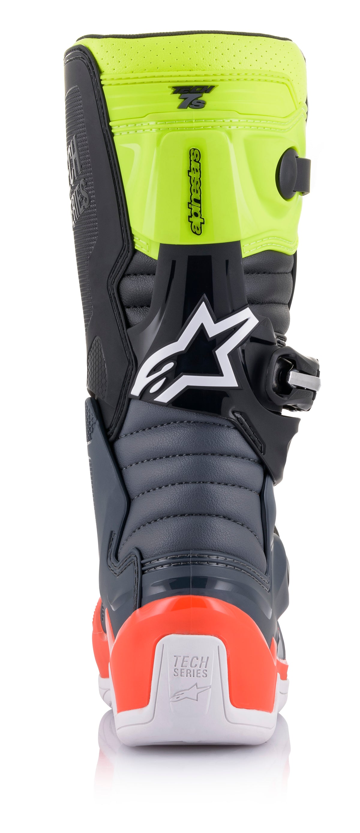 Alpinestars Tech 7S Youth Offroad Motorcycle Boots US Size 6 Dark Grey with Fluo Red and Yellow Accents