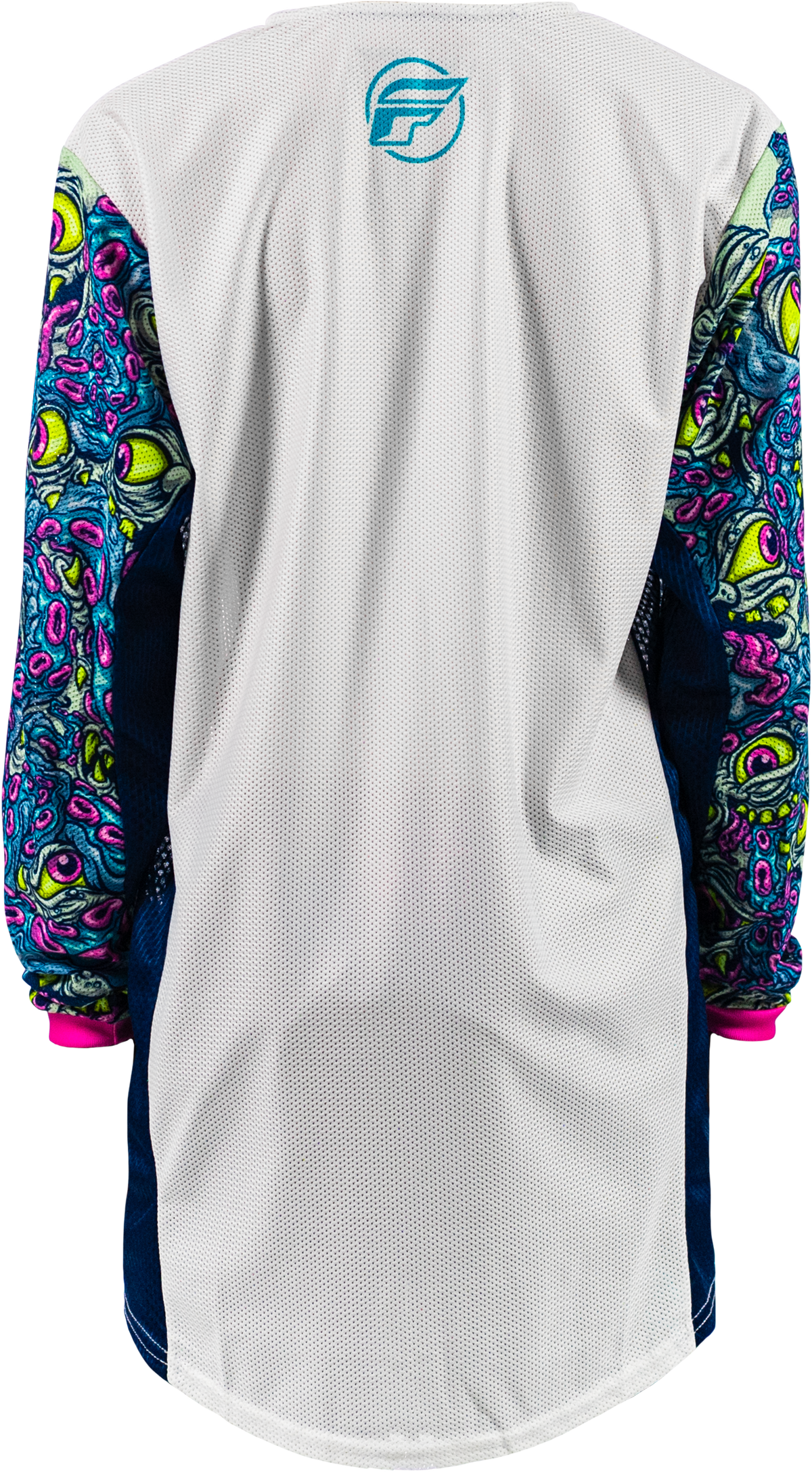 Fly Racing Youth Kinetic Mesh Mutant Jersey - White/Blue/Multi, Size Youth Large
