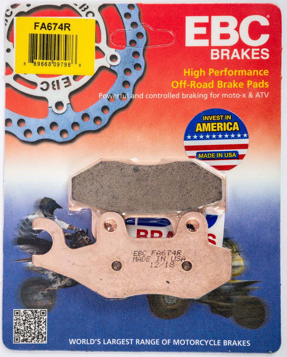 EBC Fa674R Sintered R Series Brake Pads for Yamaha ATV/UTV Models