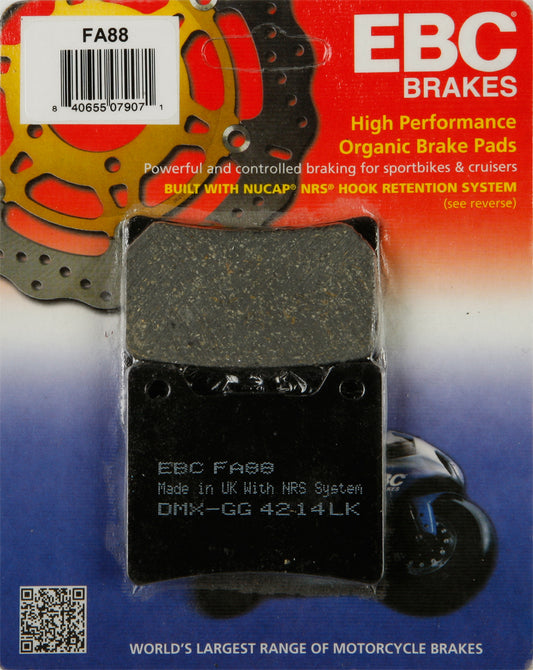EBC Brakes Fa88 Organic Brake Pads for Yamaha XVS11 V-Star 1100 Custom (1999-2008)
