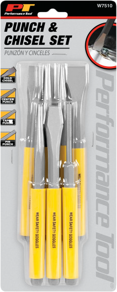 Performance Tool W7510 7-Piece Punch and Chisel Set for Heavy-Duty Metalworking