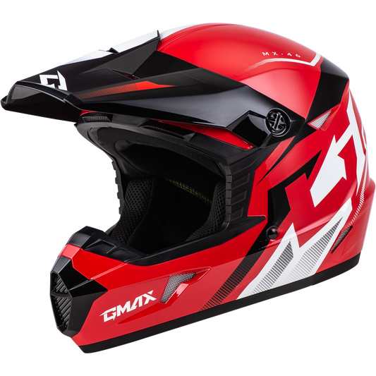 GMAX MX-46 Off-Road Helmet for Adults – Lightweight, DOT Approved with 19 Vents in Red/Black/White