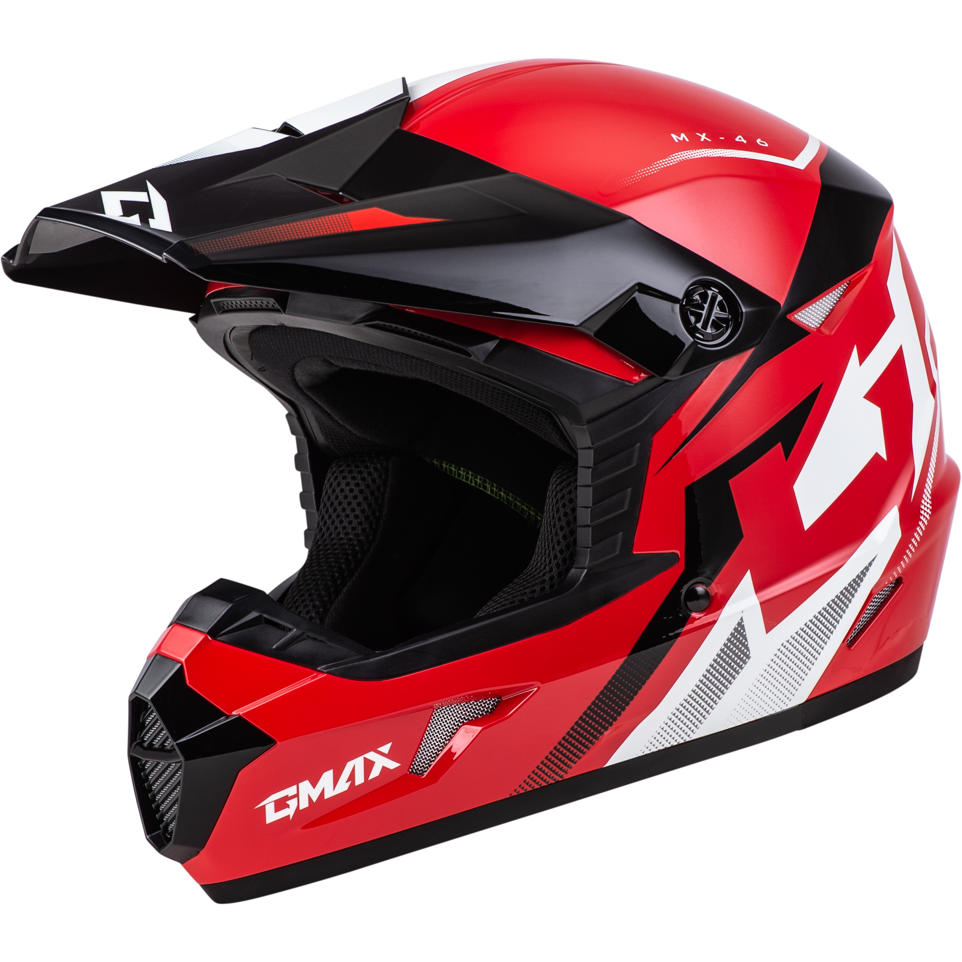 GMAX MX-46 Off-Road Helmet Small in Red/Black/White with Ventilation and Removable Interior