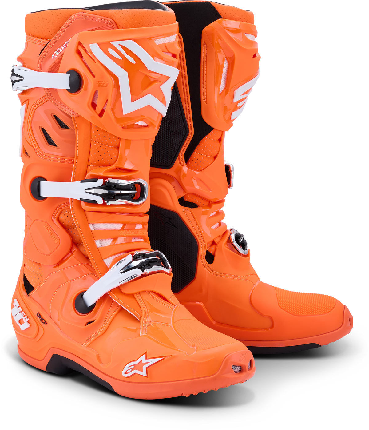Alpinestars Tech 10 Supervented Offroad Boots – Orange Fluo/Black/White, US Size 8