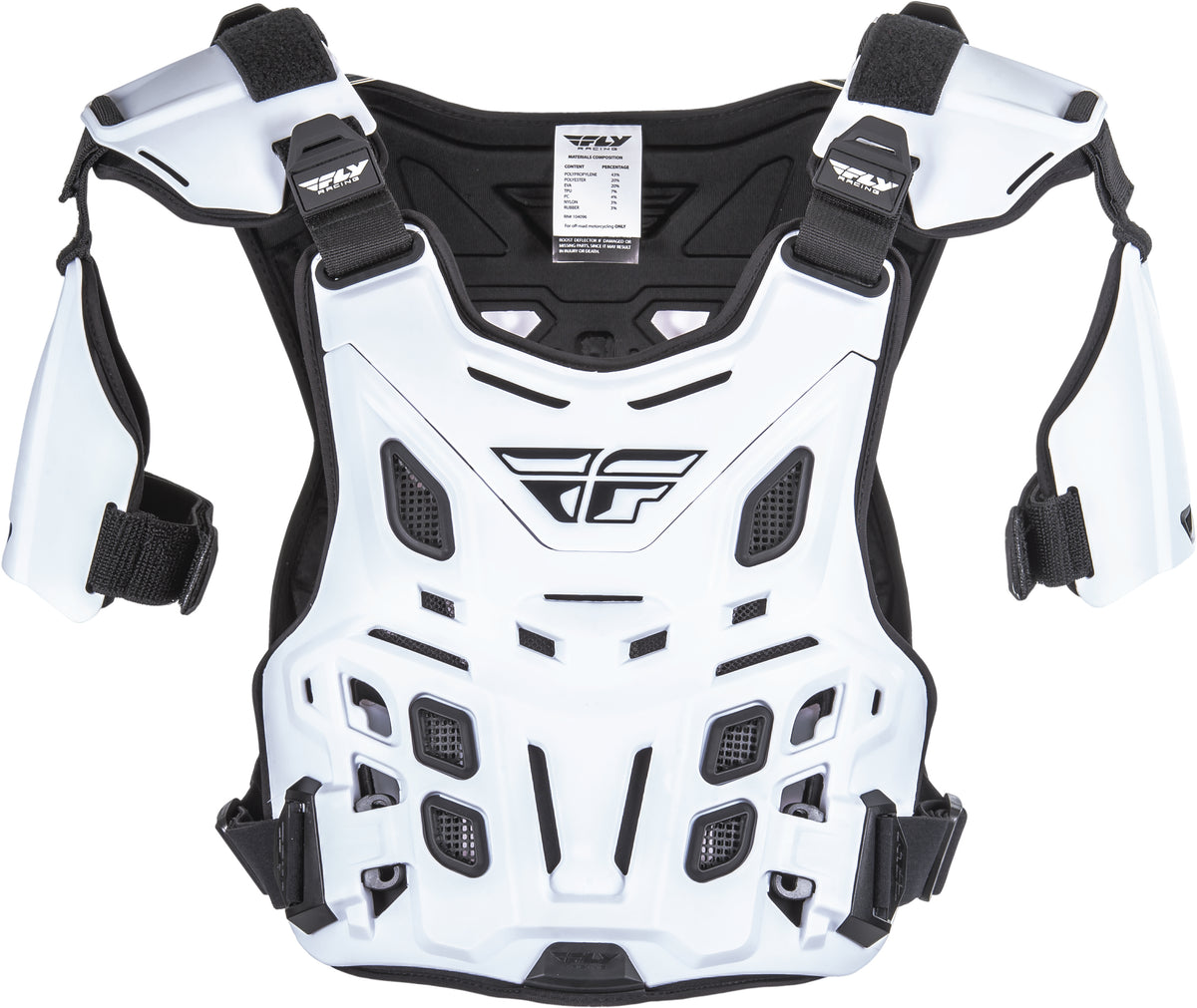 Fly Racing CE Revel Offroad Roost Guard White - Protective Chest Gear for Offroad Riding