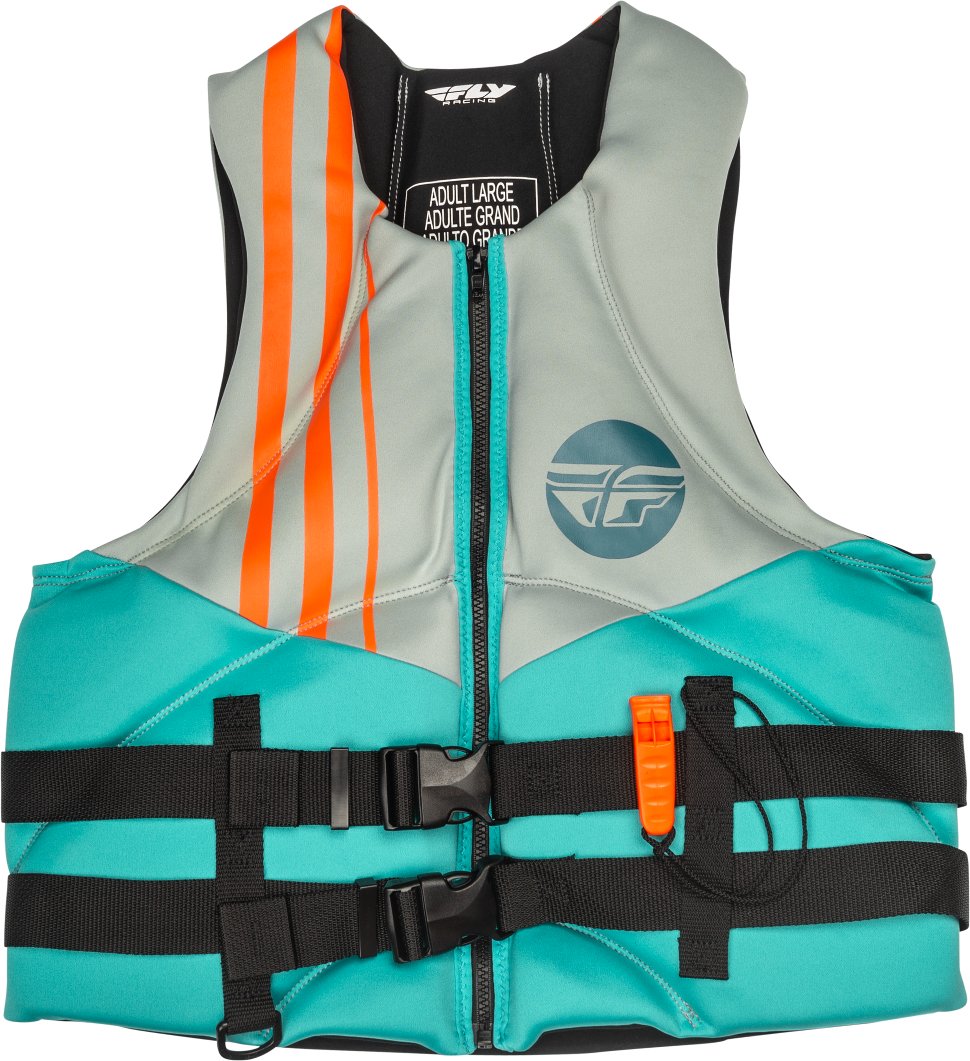 Fly Racing Neoprene Flotation Vest X-Small Teal/Grey/Orange for Watercraft Safety