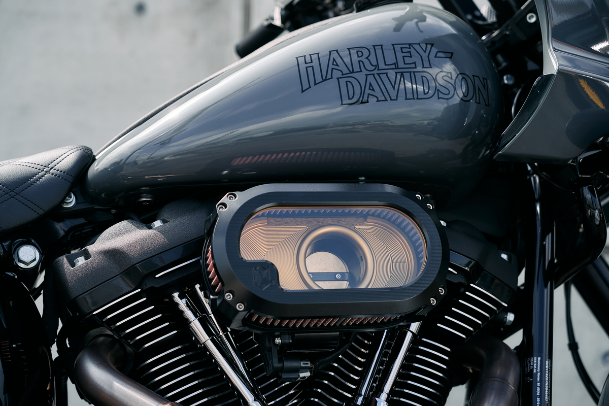 KENS FACTORY NXT-03BG V-Twin Black and Gold Washable Air Cleaner with See-Through Design for Harley Davidson