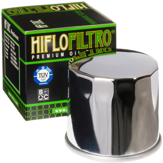 HIFLOFILTRO HF138C Chrome Oil Filter for Aprilia RSV4, Suzuki V-Strom, GSX-S750, and Tuono V4 Models