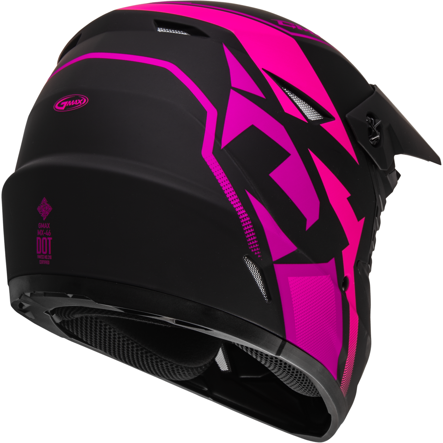 GMAX MX-46 Youth Off-Road Helmet Matte Black/Pink with Adjustable Sizes