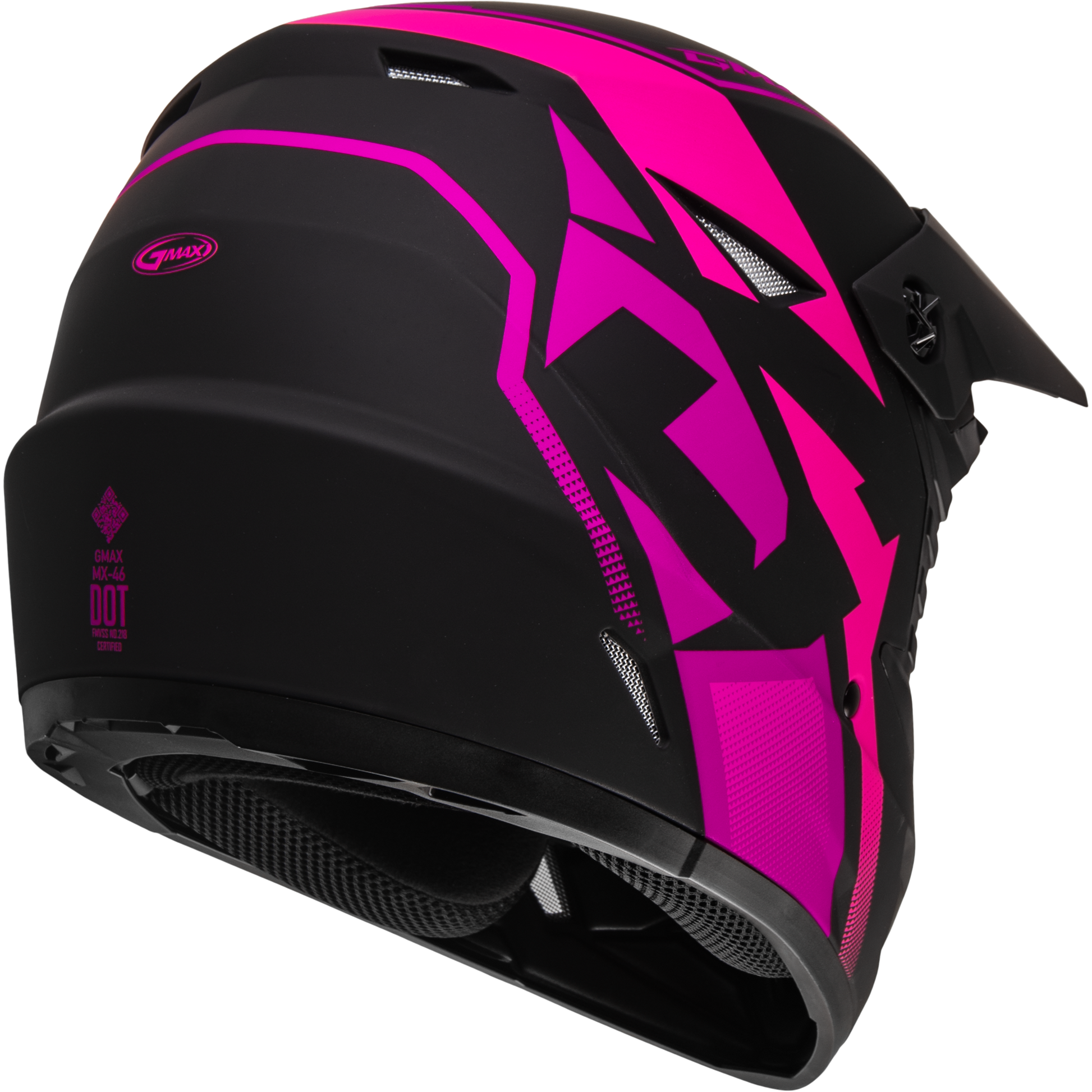 GMAX MX-46 Youth Off-Road Helmet Matte Black/Pink with Adjustable Sizes
