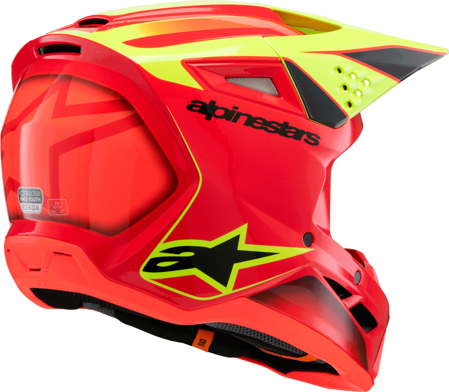 Alpinestars SM3 Youth Off-Road Helmet – Youth Large, Red/Yellow Fluo/Black