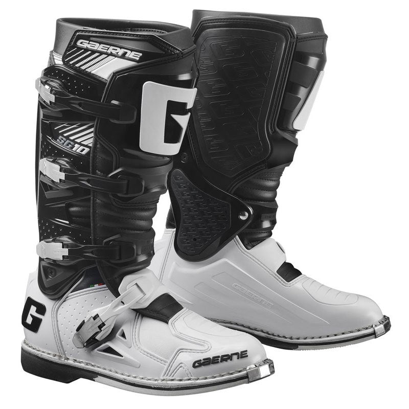 GAERNE SG-10 Offroad Motorcycle Boots – Black and White, US Size 13