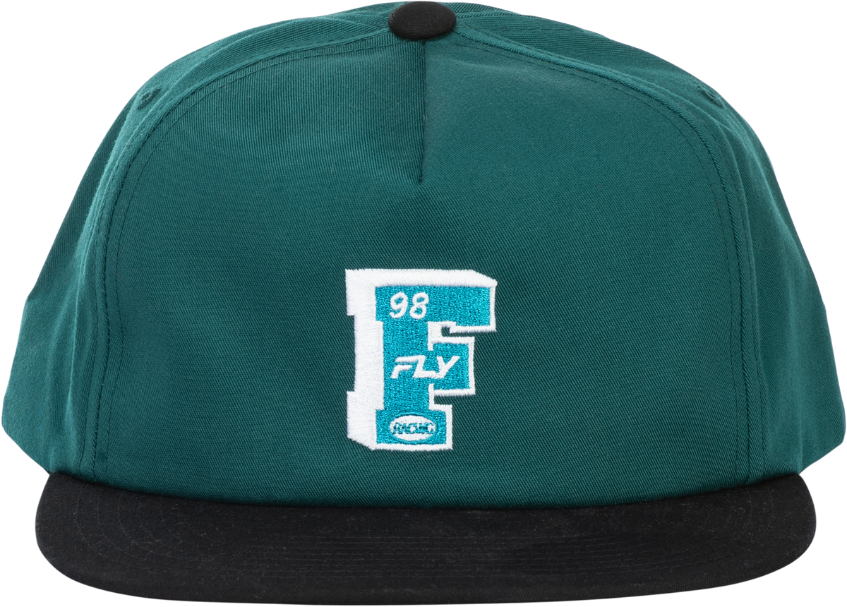 Fly Racing Varsity Hat in Teal with Embroidered Logo and Adjustable Snapback Closure