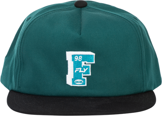 Fly Racing Varsity Hat in Teal with Embroidered Logo and Adjustable Snapback Closure