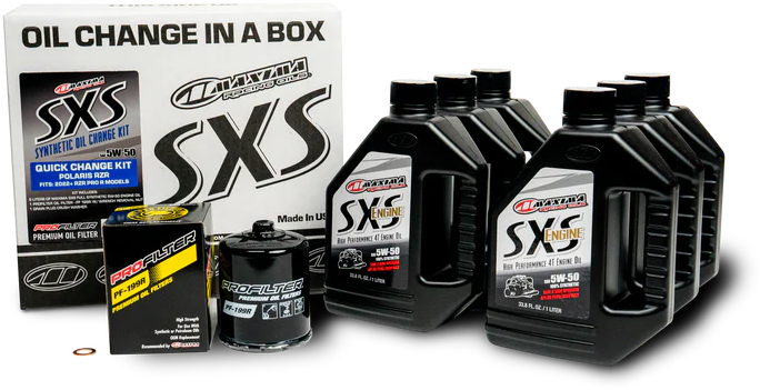 MAXIMA SXS Oil Quick Change Kit 5W50 with Black Oil Filter – Complete Synthetic Engine Oil Solution for Side-by-Side Vehicles