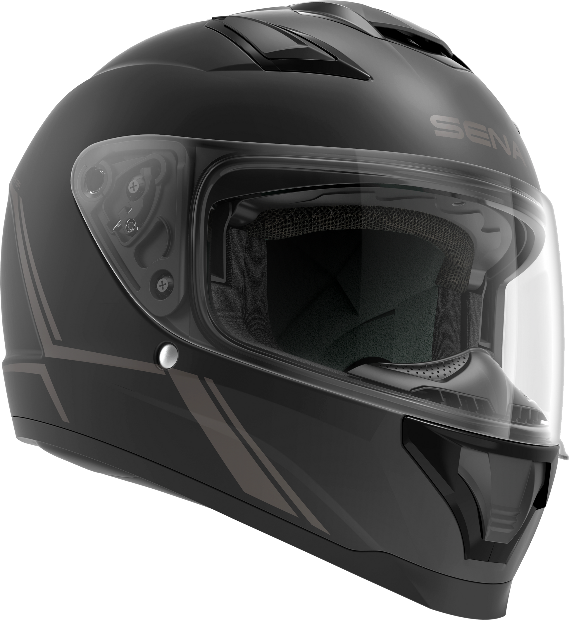 SENA Stryker Full Face Helmet with Mesh & Bluetooth Intercom - Matte Black Medium