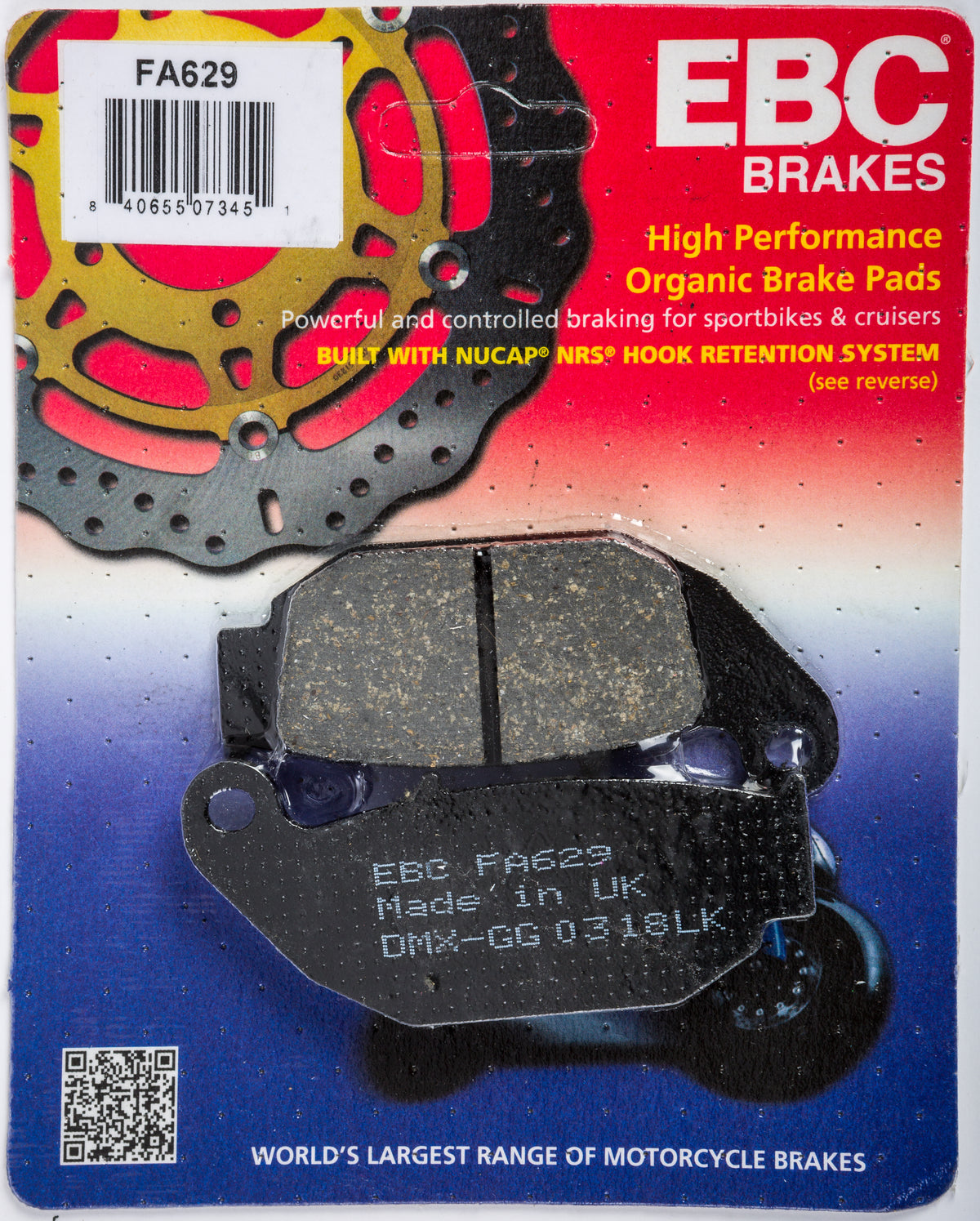 EBC FA629 Organic Brake Pads for Honda MSX125 Grom (2013-2018)