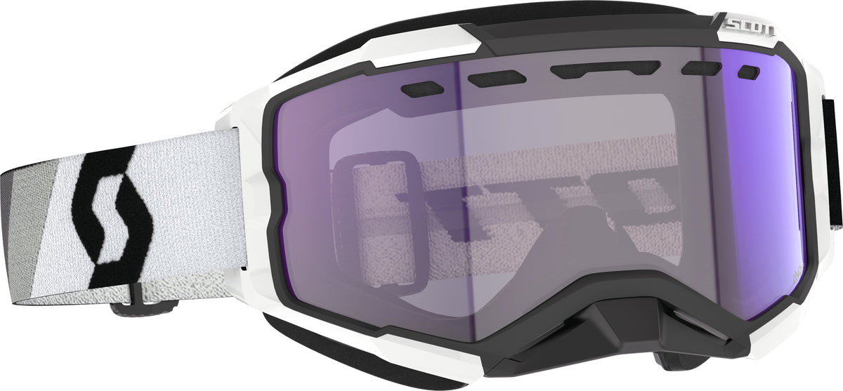 SCOTT Fury Snowcross LS Goggle Prem Black/White with Blue Chrome Lens
