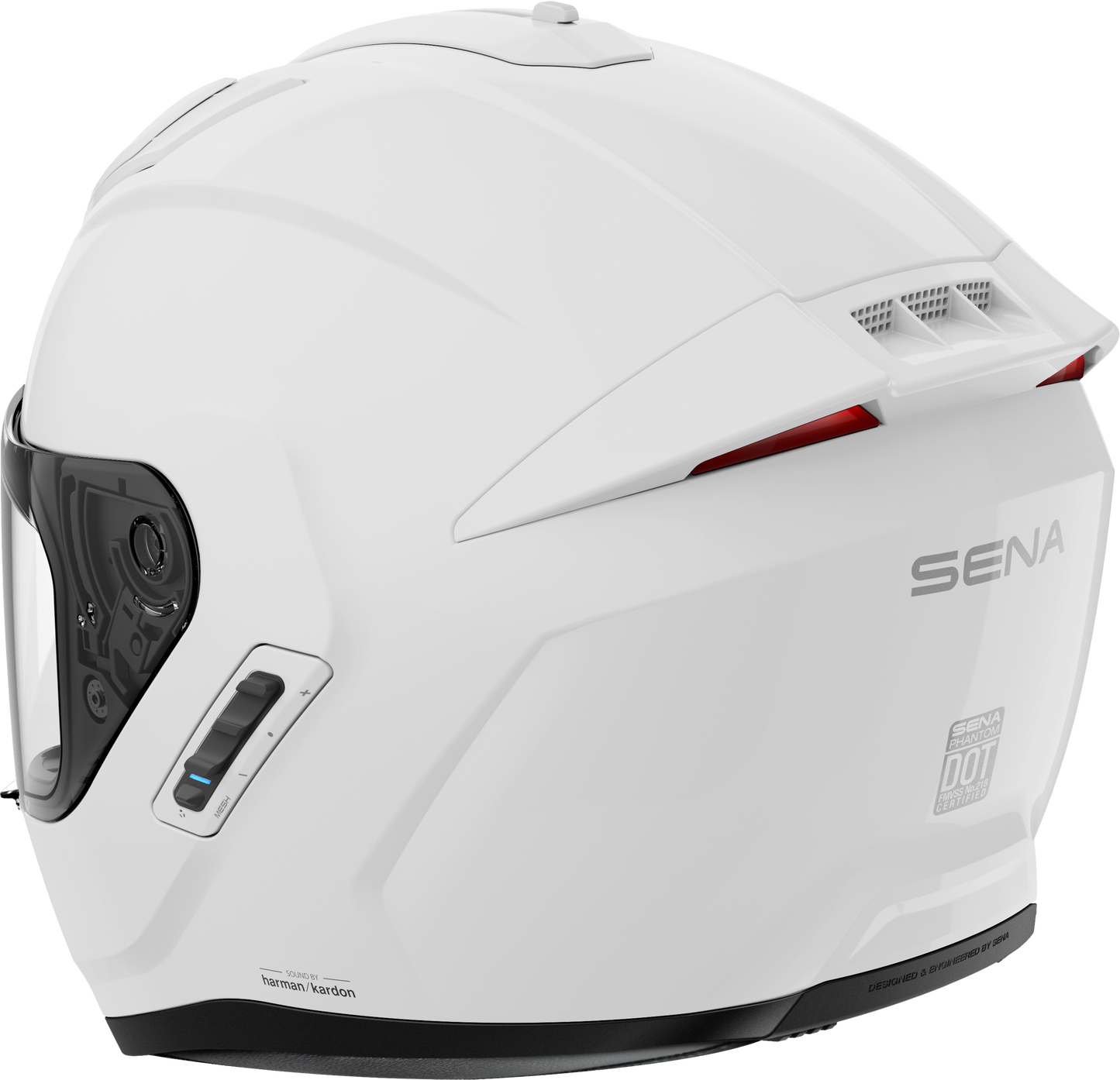 SENA Phantom Full-Face Mesh Helmet with Bluetooth 5.3 and Harman Kardon Audio – Large, Gloss White