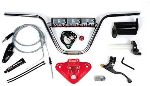 BBR H Bar/Triple Clamp Kit Red for Honda CRF50F - Offroad Handlebar Upgrade