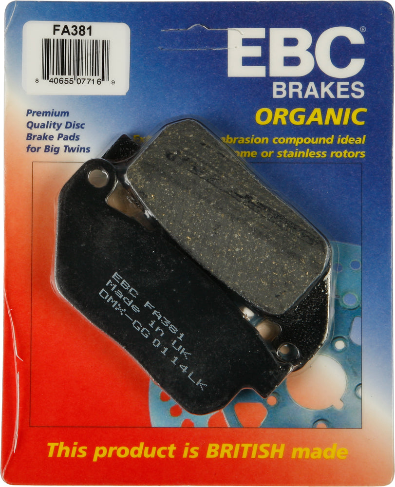 EBC Fa381 Organic Brake Pads for Harley Davidson V-Twin Models