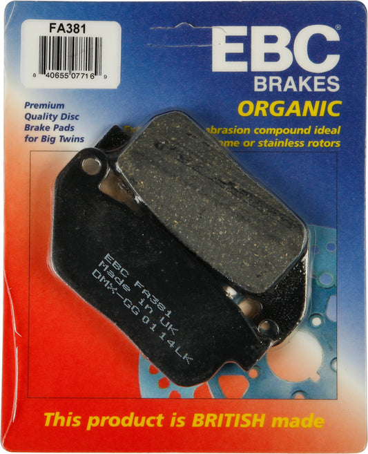 EBC Fa381 Organic Brake Pads for Harley Davidson V-Twin Models