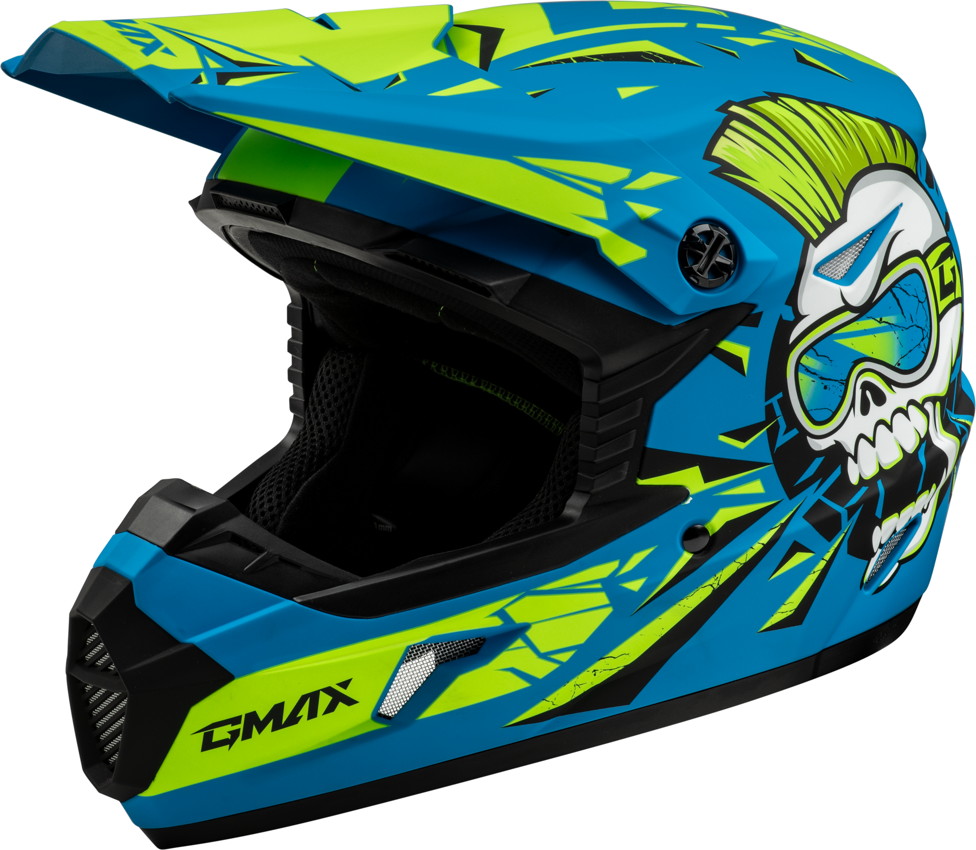 GMAX Youth MX 46Y Unstable Off-Road Helmet Matte Blue/Green, Small