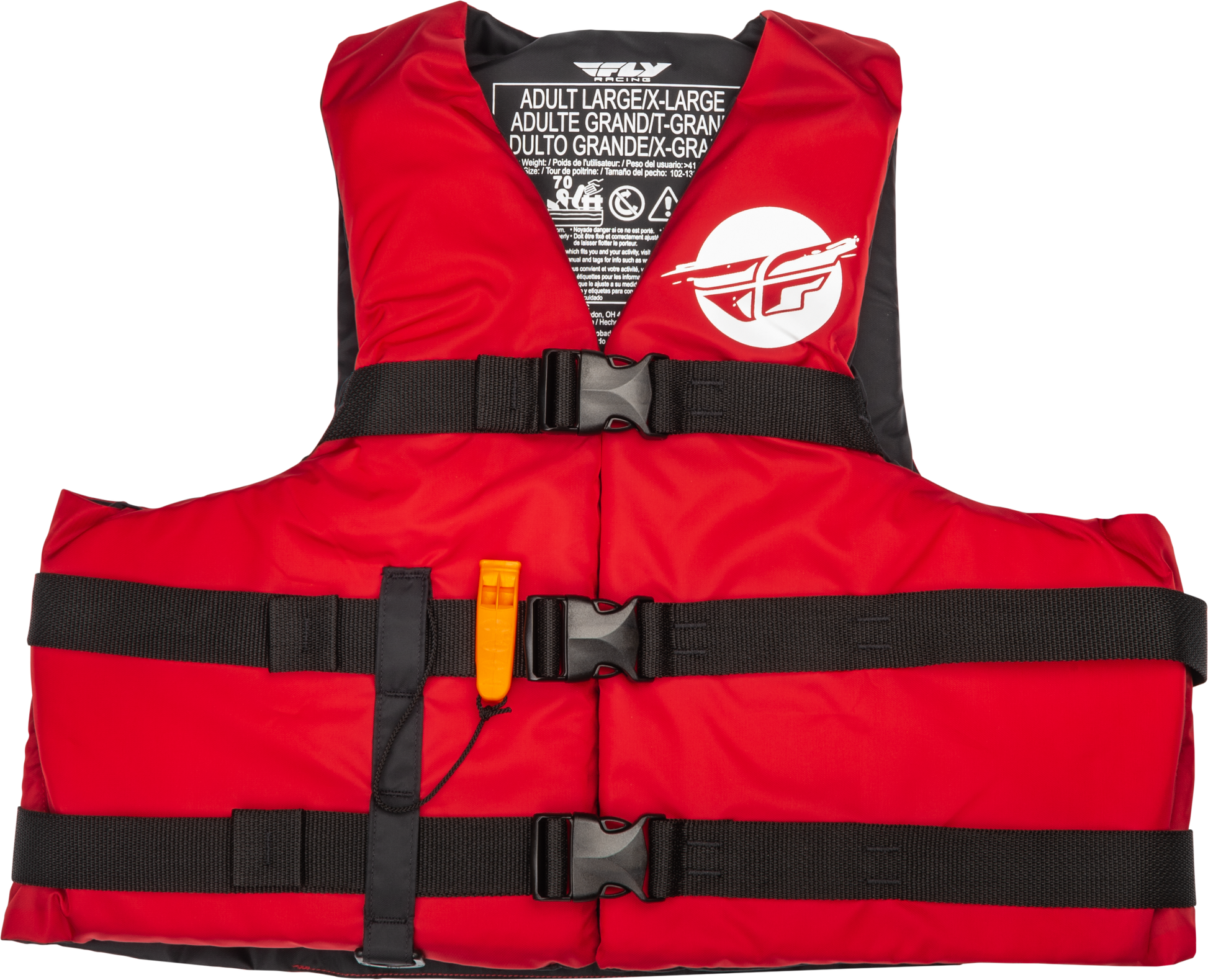 Fly Racing Nylon Flotation Vest X-Small Red/White - Coast Guard Approved Type III