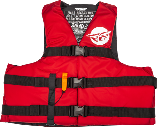 Fly Racing Nylon Flotation Vest Red/White Large-XLarge for Watercraft Safety