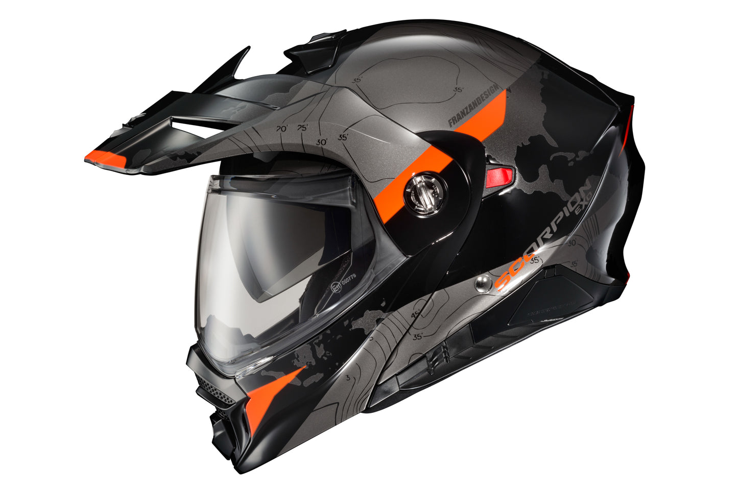 ScorpionEXO Exo-AT960 Modular Helmet with ECE 22.06 Certification, Black/Orange, Small